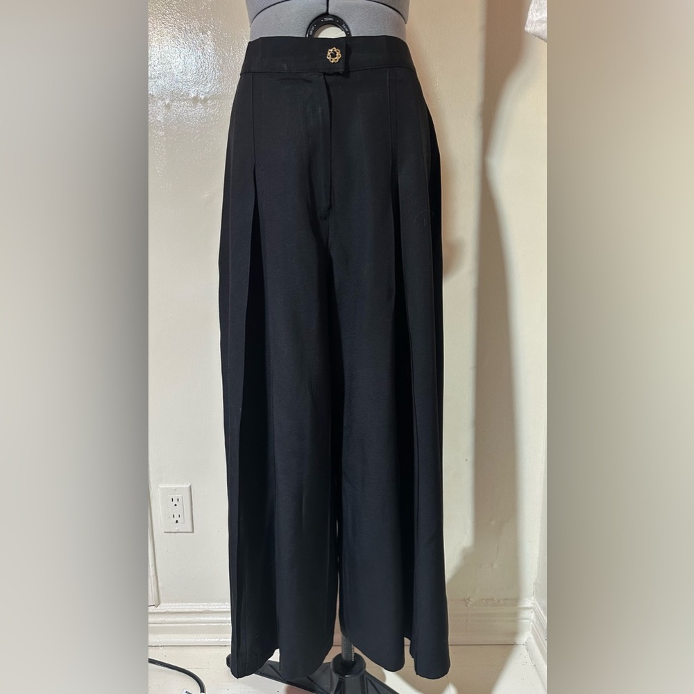 Vintage Black High Waist Pants Gold Button Detail Made in Canada